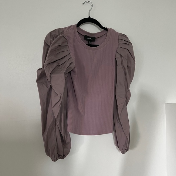 Anthropologie Mauve Puff Sleeve Blouse - Picture 3 of 5